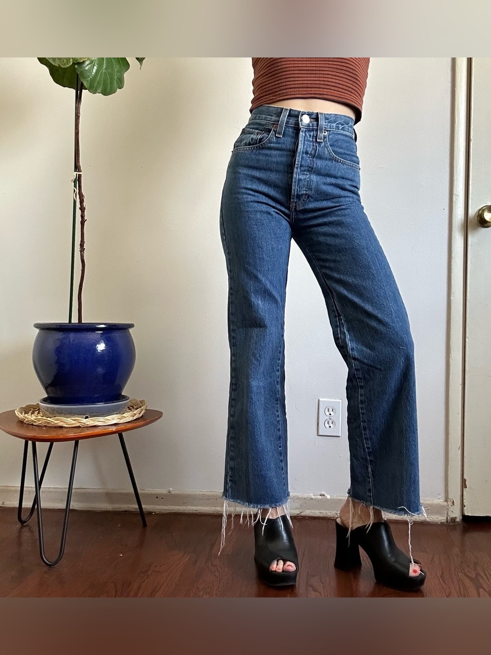 Re/Done High Rise Flared Jeans - Picture 1 of 10